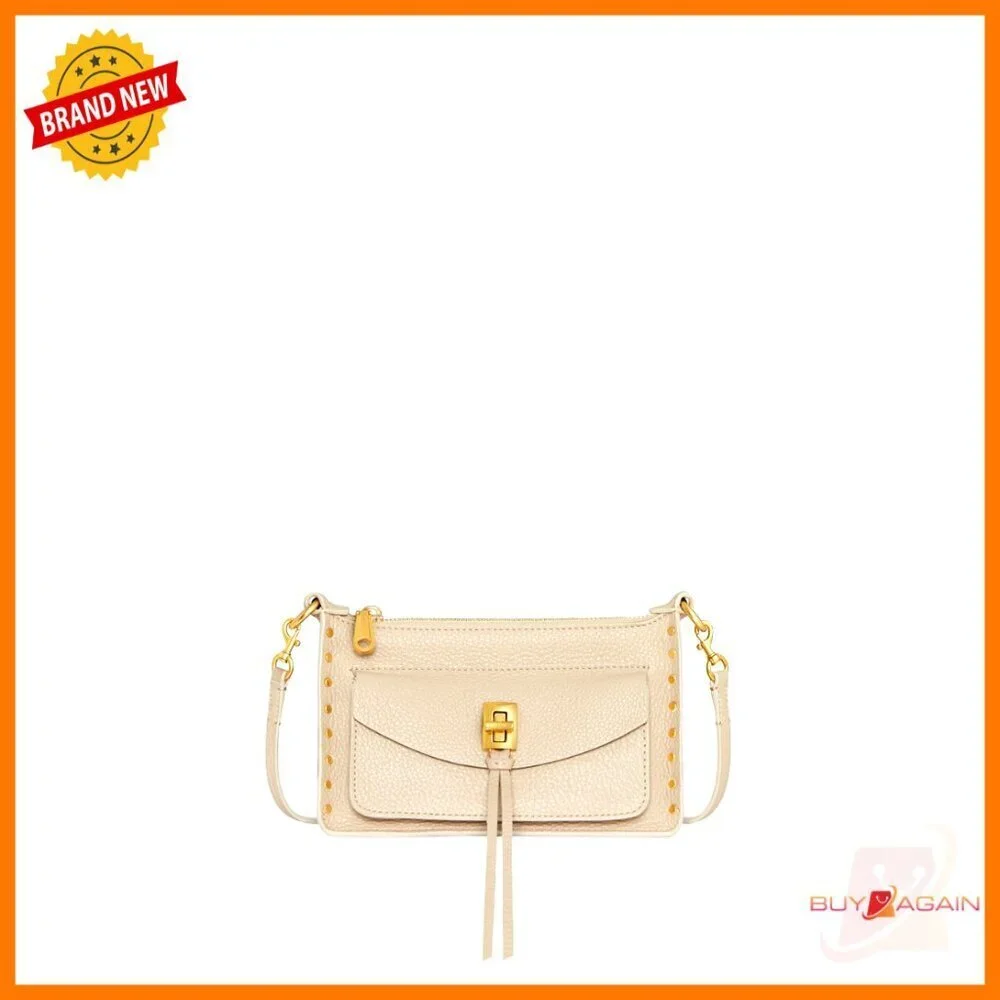 Mini Top Zip Crossbody Bag, Deerskin Leather, Hobo Style, Stud Embellishments